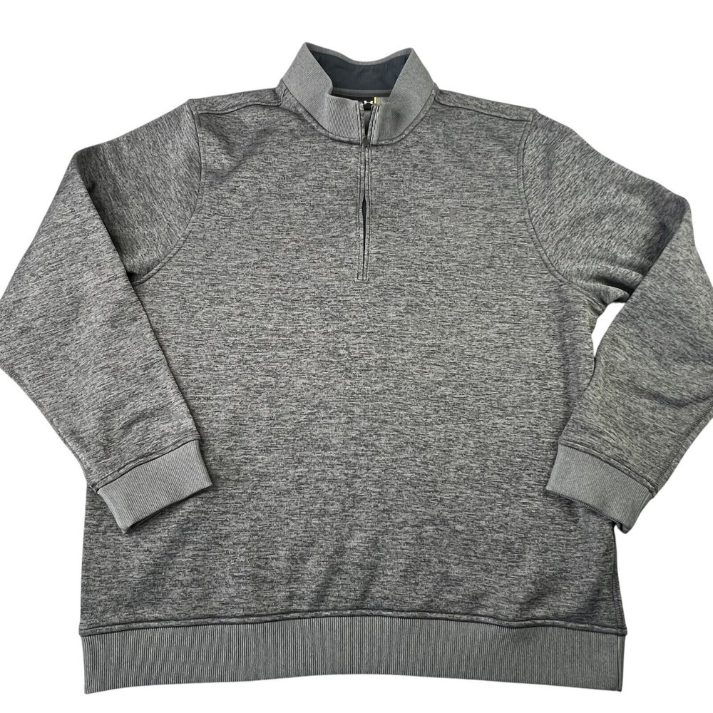 Under Armour Mens‎ 1/4 Zip Pullover Sweater Size XL Gray Mock Neck Casual Preppy
